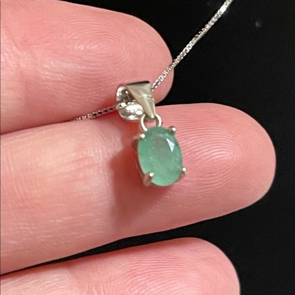 NWT Jewelry Set Natural Emerald Ring S6, Earring, Pendant 925 Silver - Picture 10 of 14